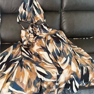 Abstract Patterned Halter Dress